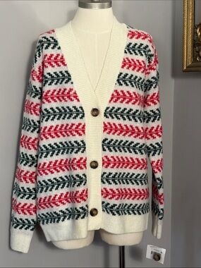 NEW Christmas Cardigan Small  Button Front Cardigan Sweater Red & Green NWT
